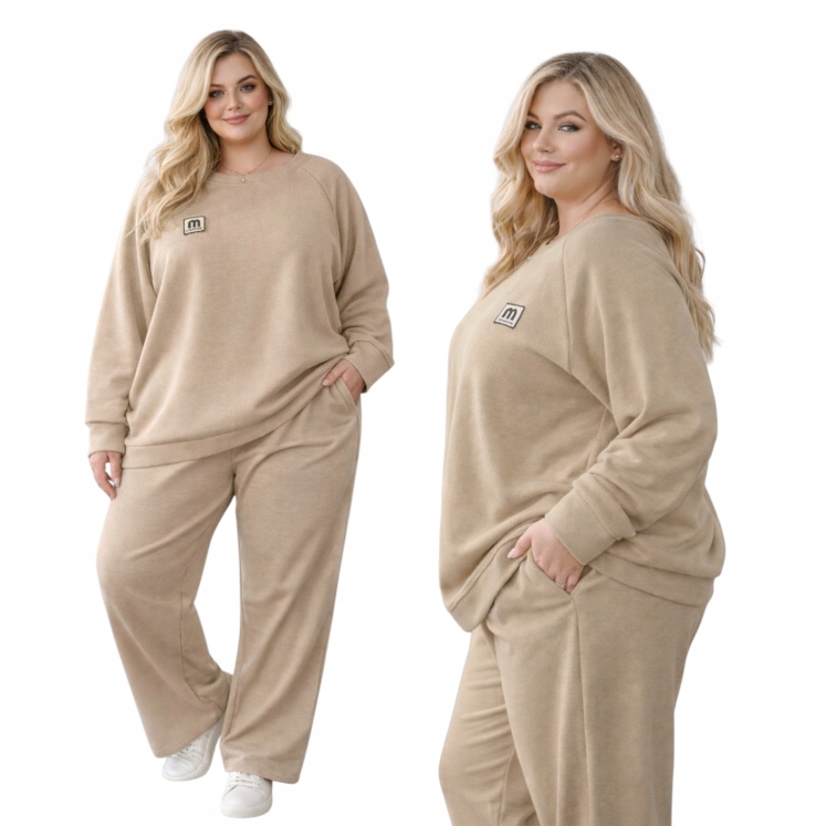 Dámský komplet máslo teplákovka italská mikina kalhoty kapsy 54 56 7XL 8XL