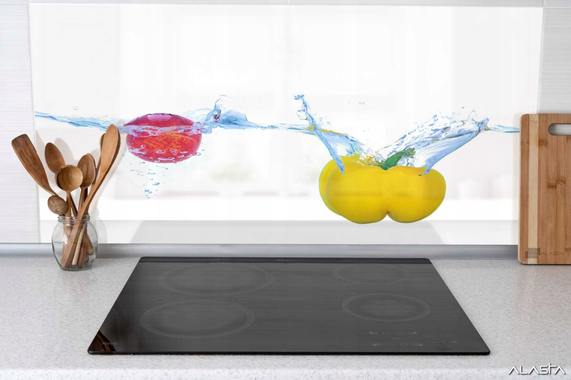 Panel szklany hartowany 90x70 Rozprysk woda owoce Liczba m² w ofercie 0.63 m²