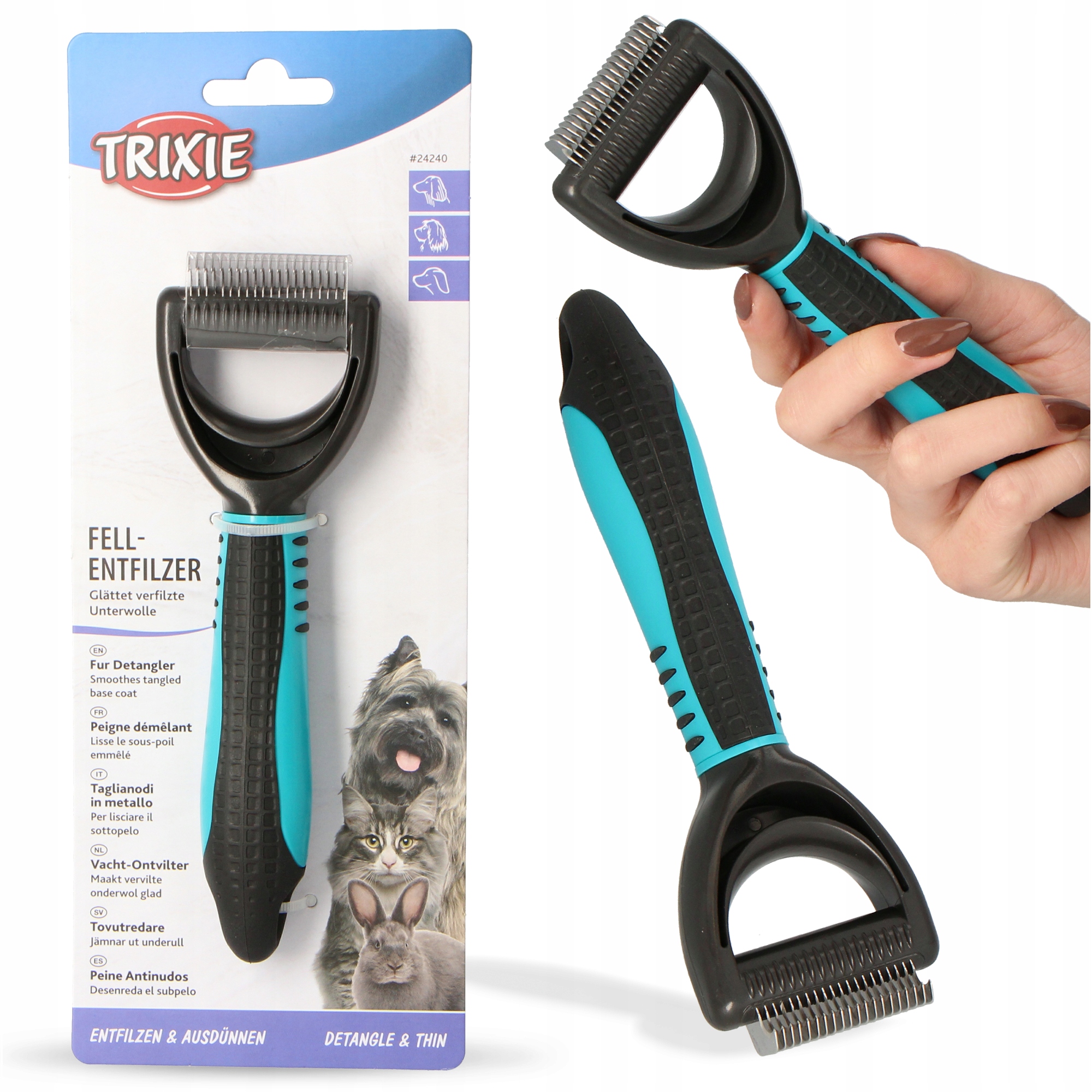 Szczotka Psa Kota Zgrzebło Czesania Sierści Kołtunów Trymer Hakowy Grzeb T2-Zdjęcie-0