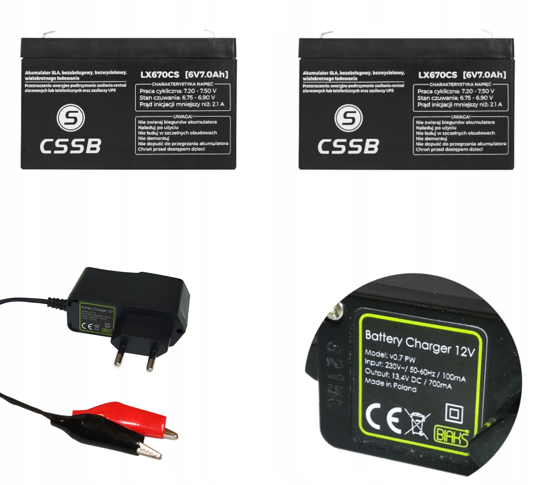 Sada 2 x Akumulátor Agm 6V 7Ah Cssb nabíjení 12V Pw