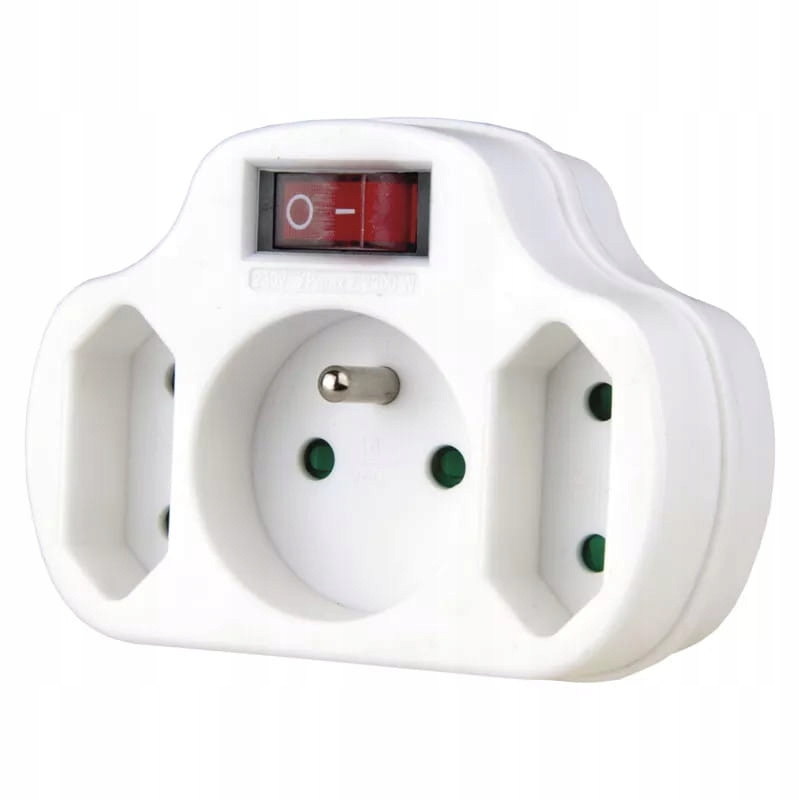 Rozgałęźnik 3× z wyłącznikiem biały 10A P0029