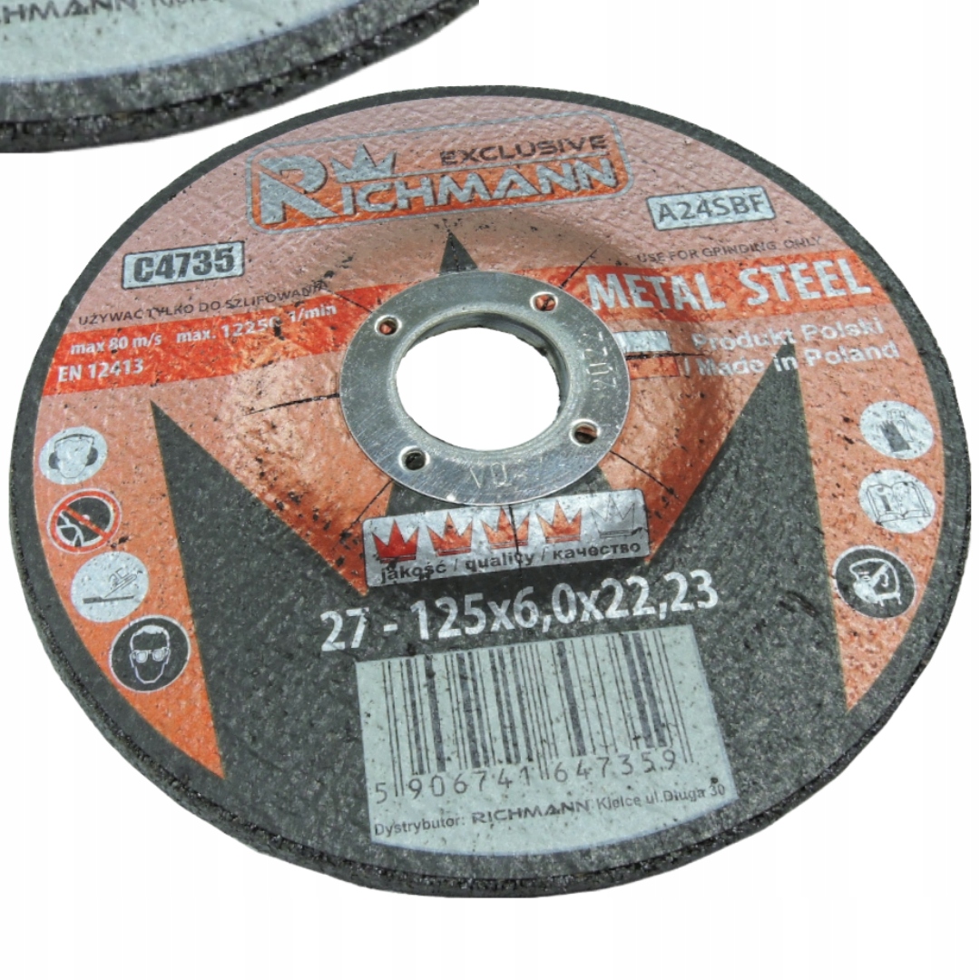 TARCZA ŚCIERNA PŁASKA DO SZLIFOWANIA CIĘCIA METALU STAL 125x6,0x22,23 C4735