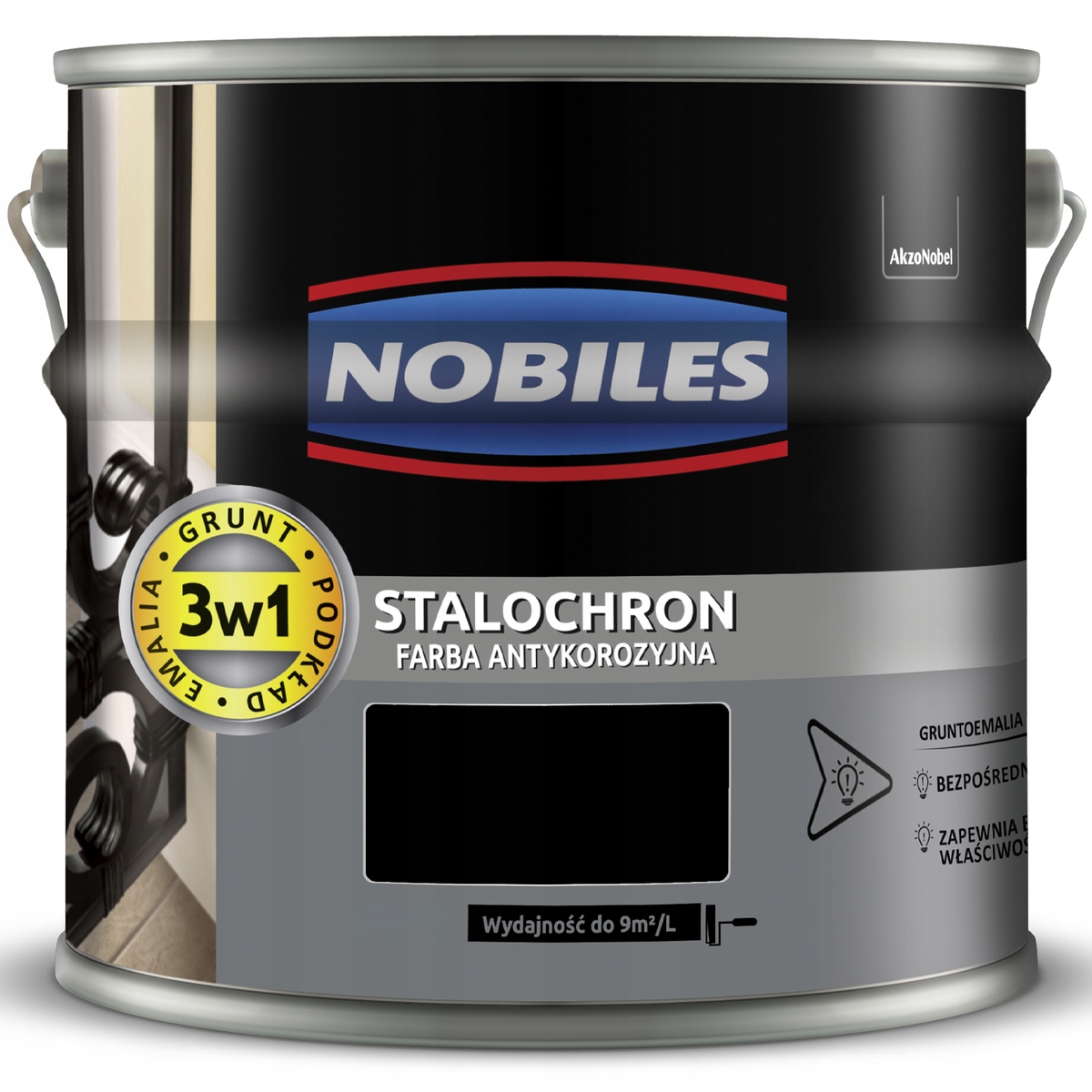 Nobiles Stalochron Farba na kov priamo hrdza Čierna Ral 9005 5L