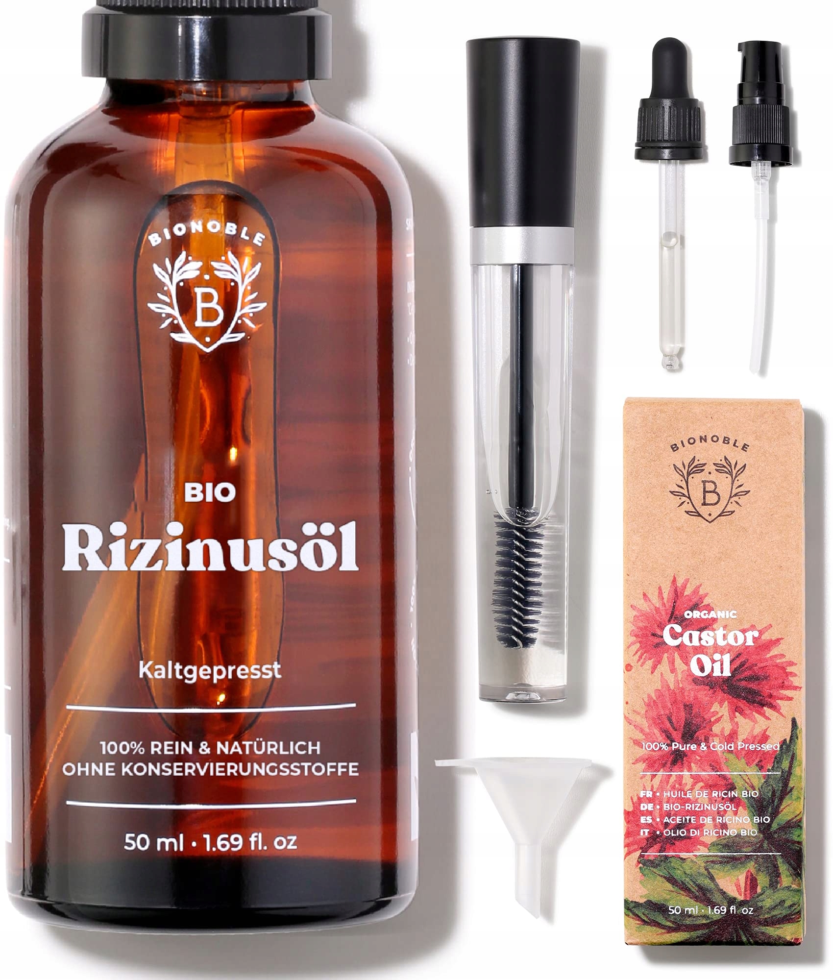 BIONOBLE Olej Rycynowy Bio 50ml Naturalny Do Włosów Rzęs Brwi Paznokci