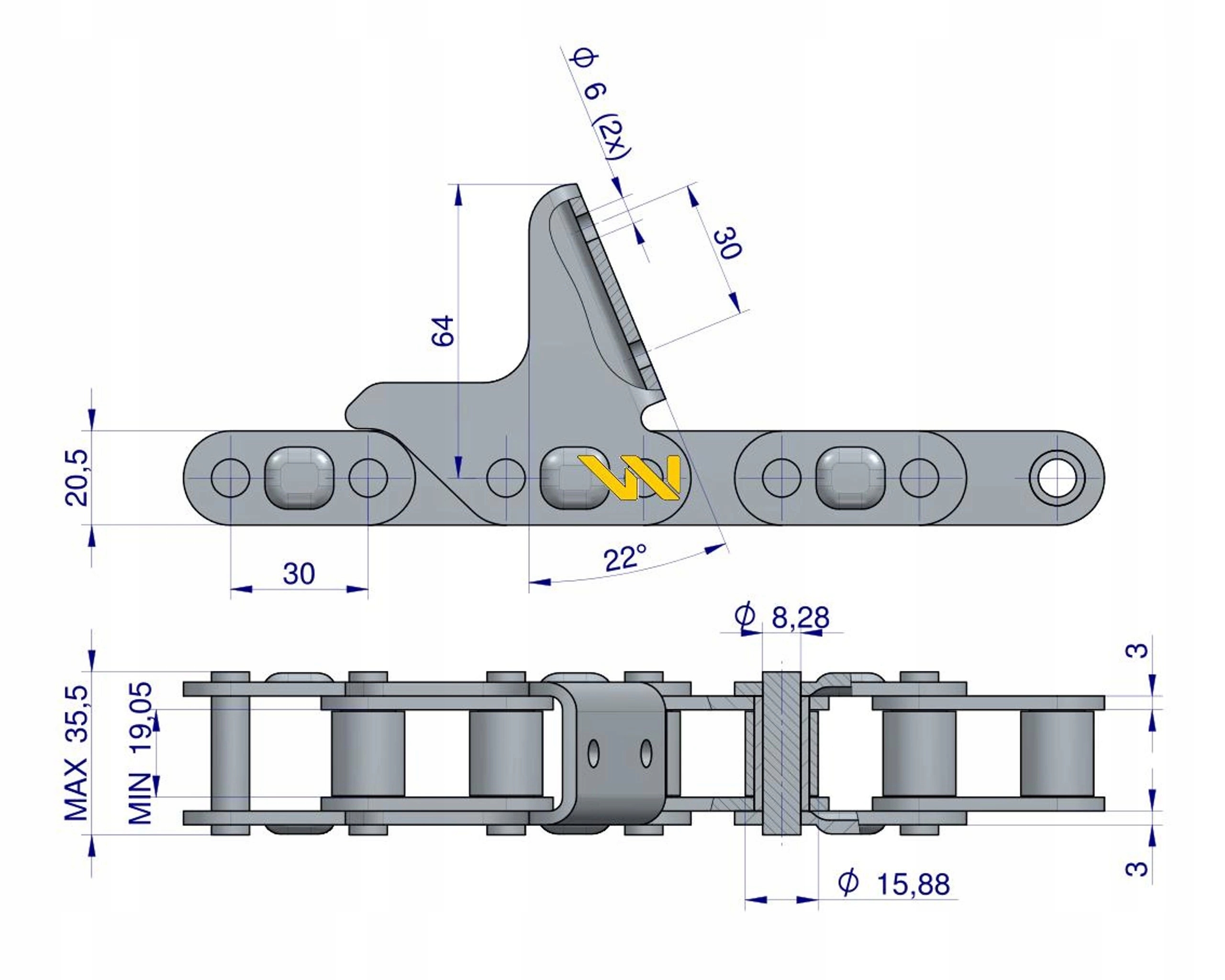 Řetěz nástavce CA627 x 76A CPEF17 Geringhoff