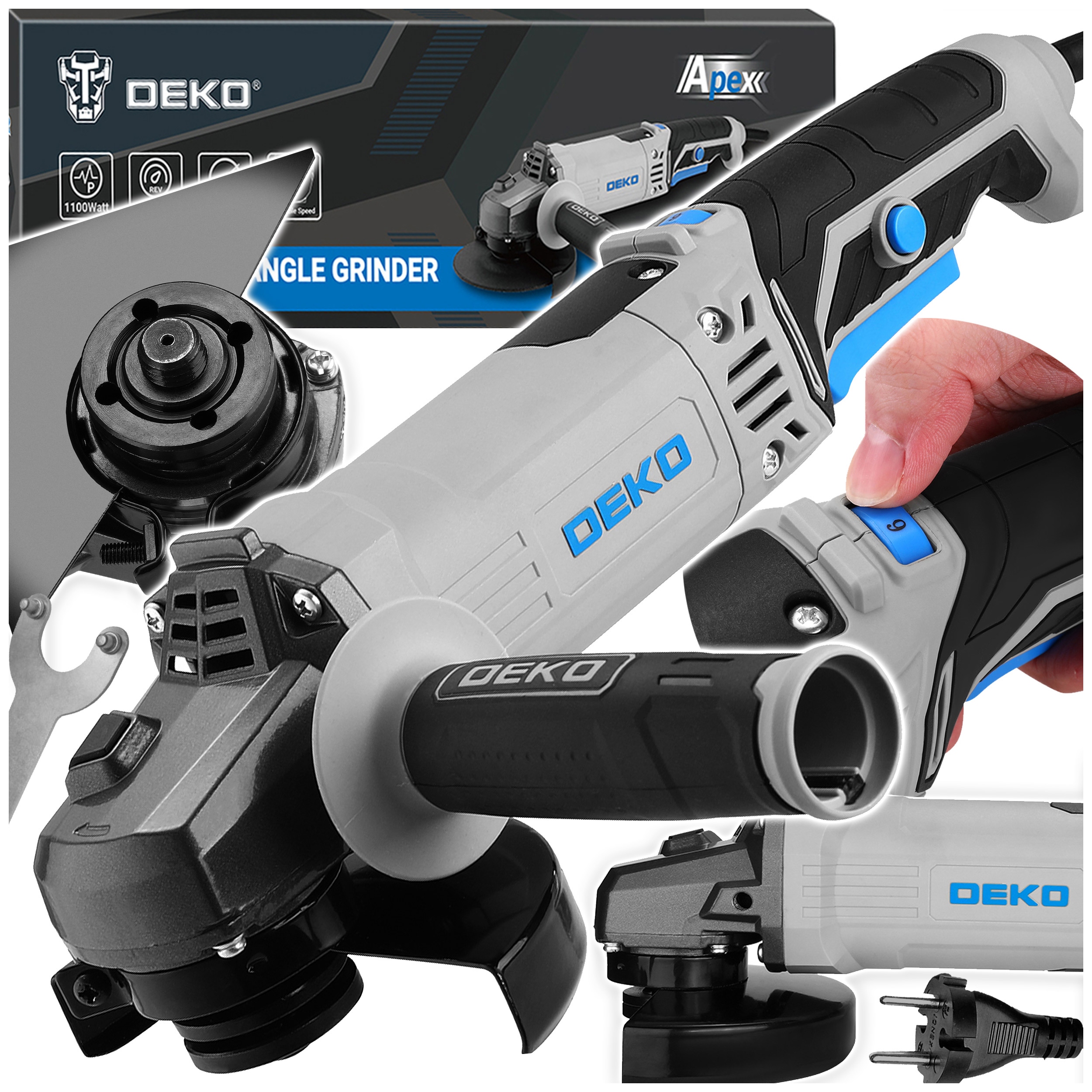 Szlifierka Kątowa Kątówka Sieciowa 125 MM Mocna Diax 1100W Z Regulacją Deko