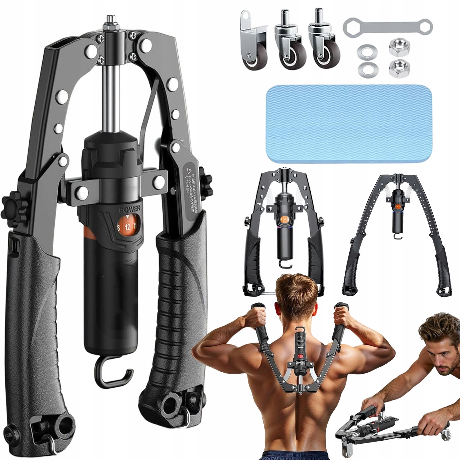 Ekspander Ściskacz Hydrauliczny Trenażer Koło Roller Do Ćwiczeń 2W1 200KG