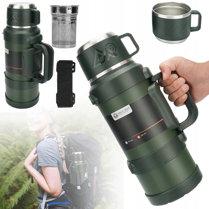 Outdoorová Láhev 2000 ML Se Sítkem Na Kávu A Čaj Z Oceli 316 S Rukojetí