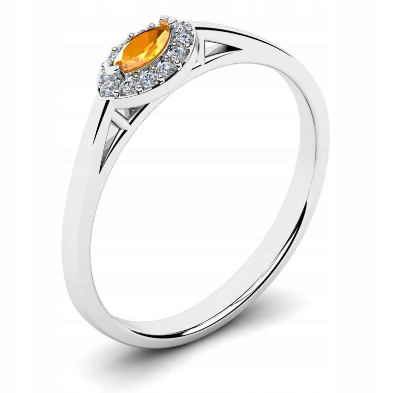 

Pierścionek Białe Złoto Cytryn I Brylanty 0,16CT