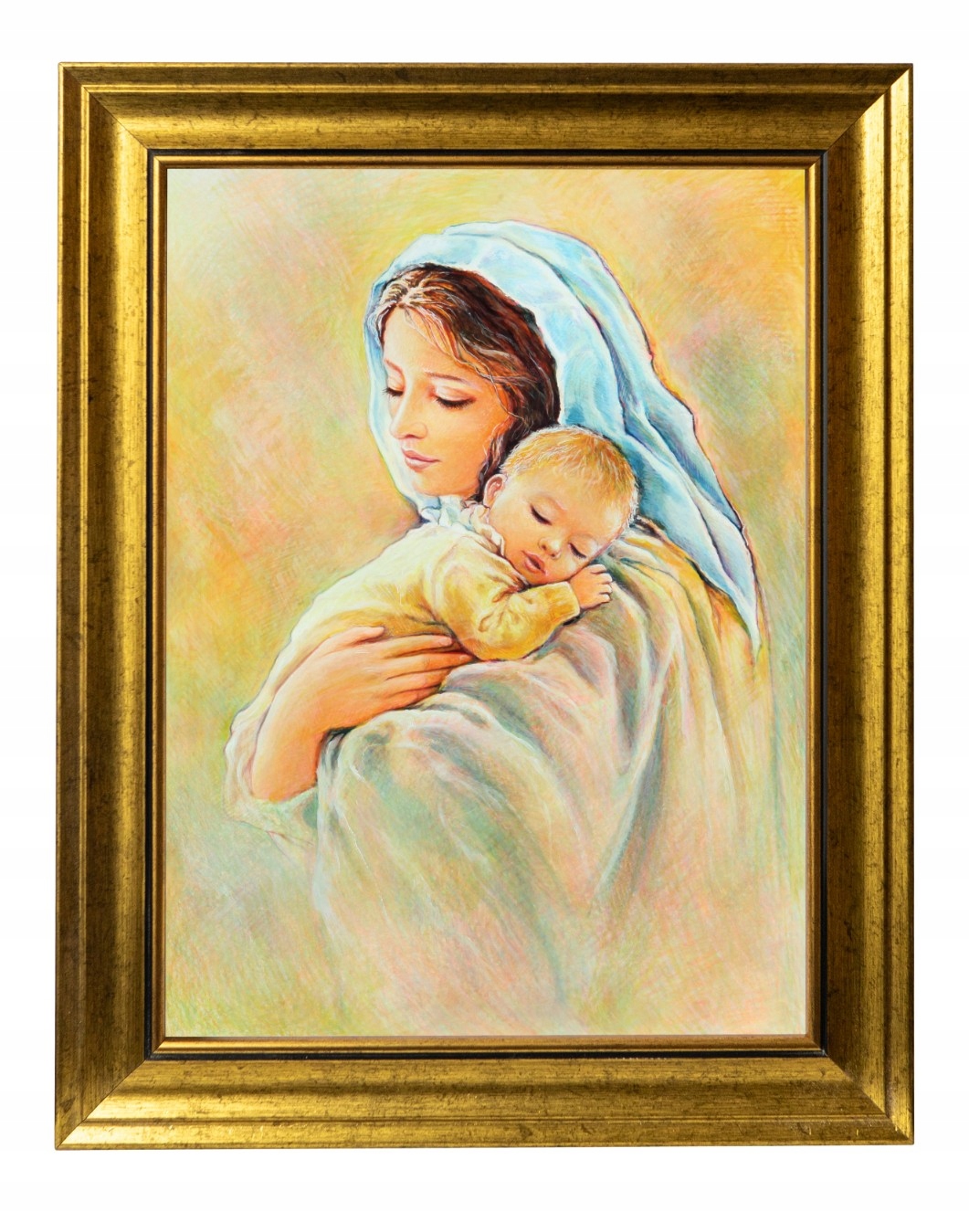 Marie S Dítětem Obraz Na Plátně Ve Zlatém Rámu 30X40