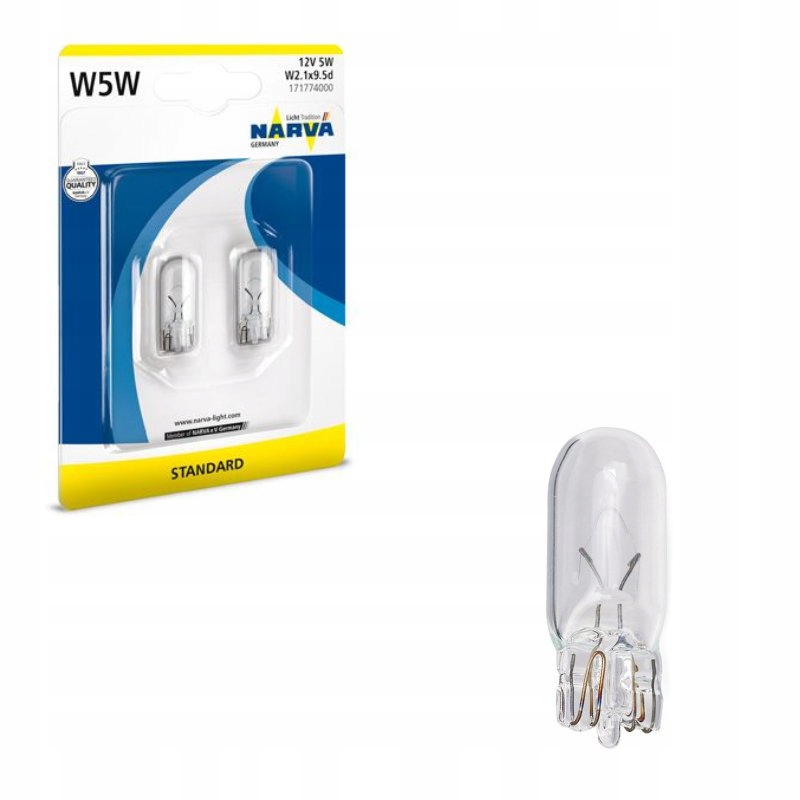 

Narva Żarówki Halogenowe W5W 12V 2SZT