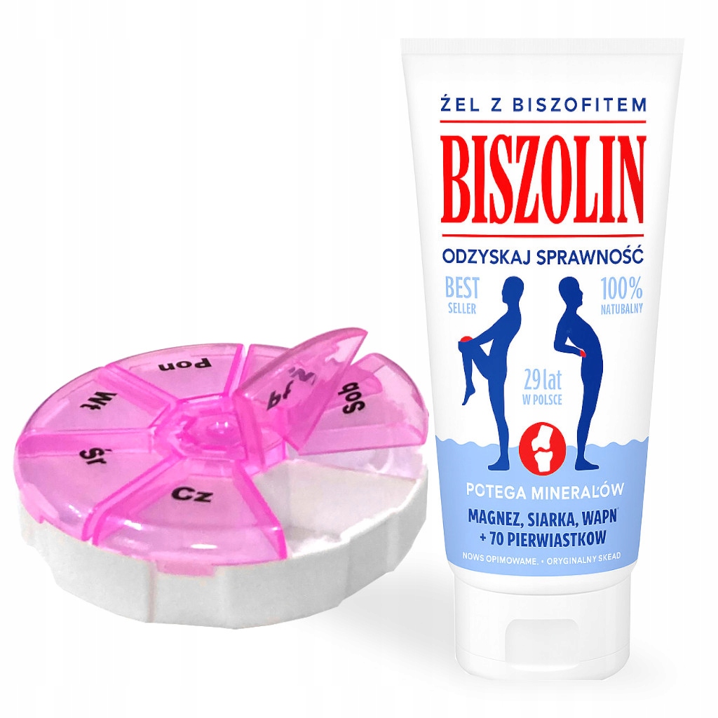 Żel Biszolin z Biszofitem na reumatyzm Kręgosłup 190g +Organizer na leki