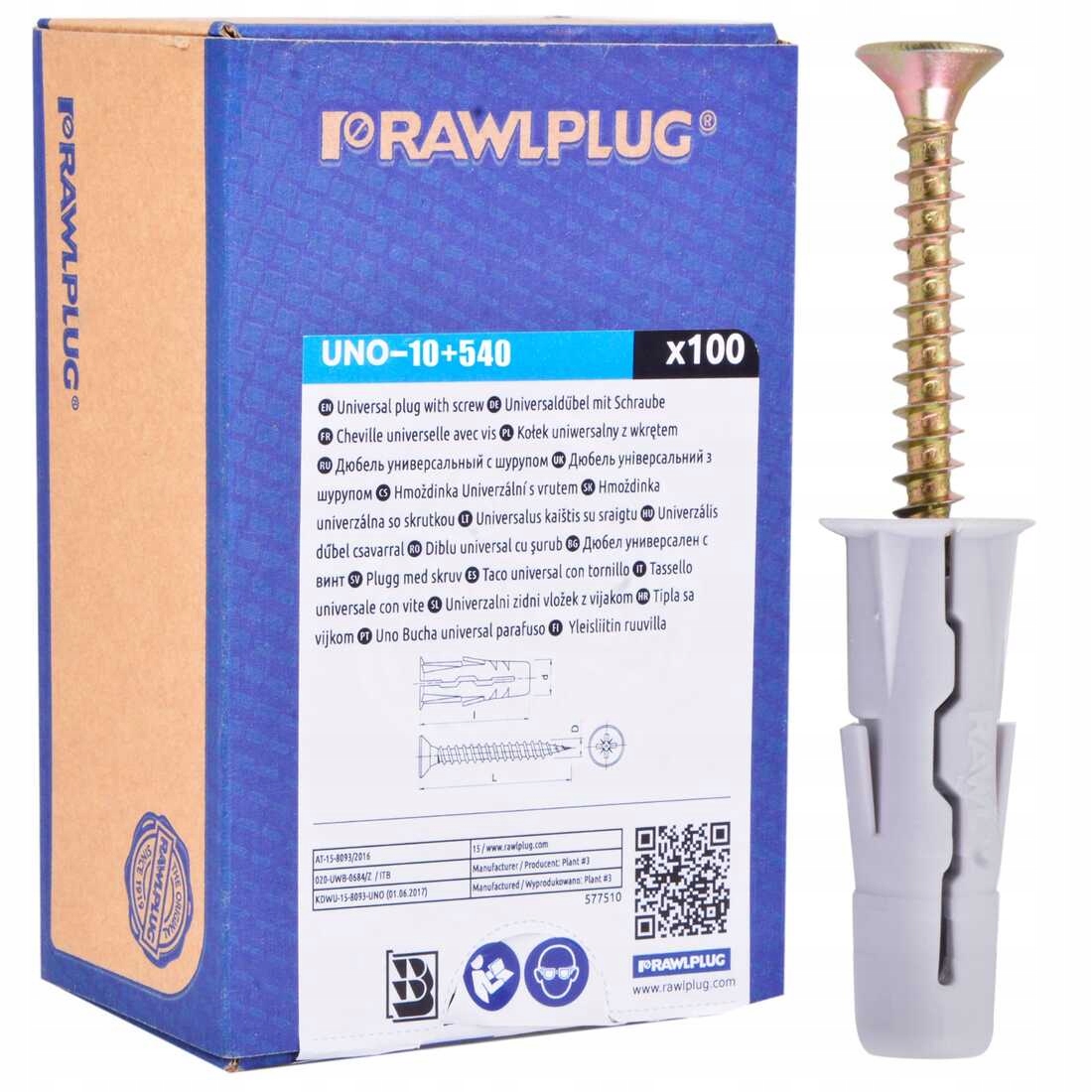 

Rawplug kołki rozporowe Uno 10x36mm+wkręty 100szt