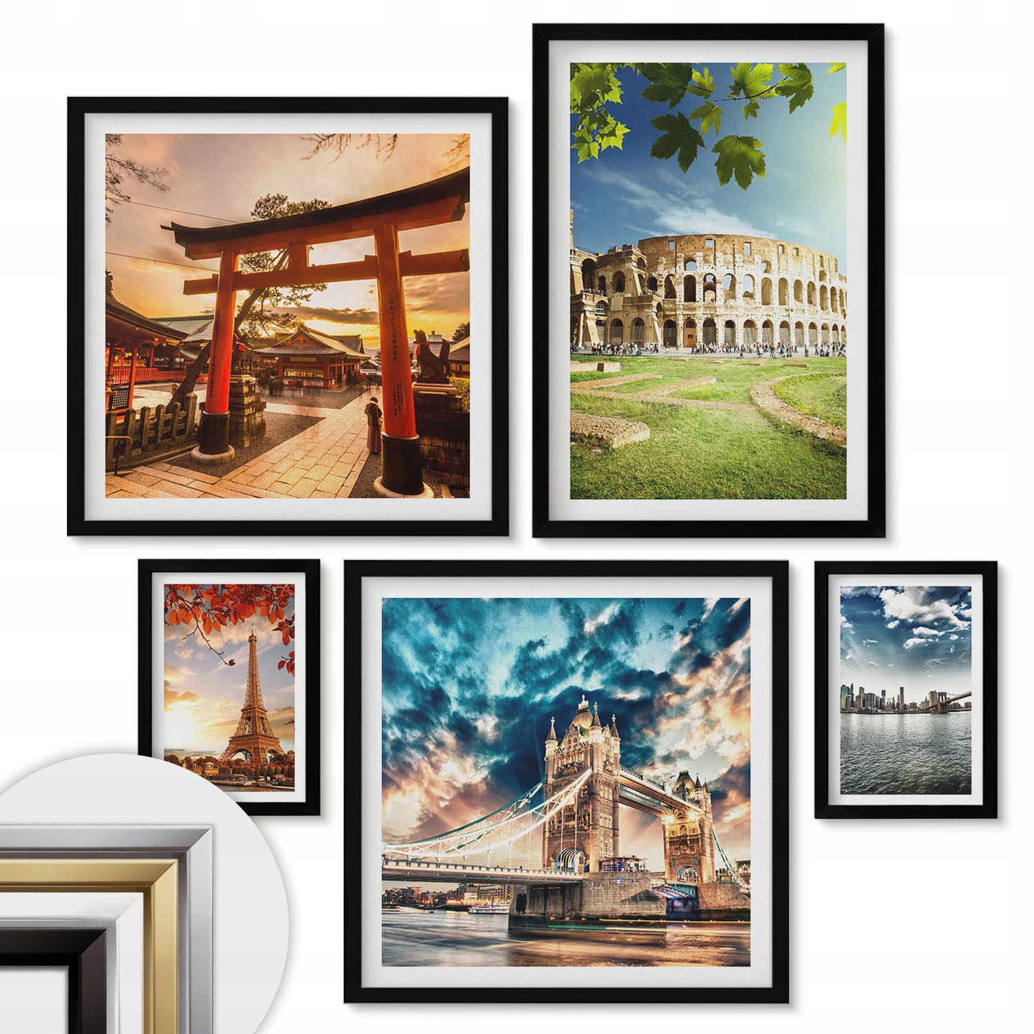 Sada dekoratívnych obrazov Premium Polyptych Ikony architektúry sveta