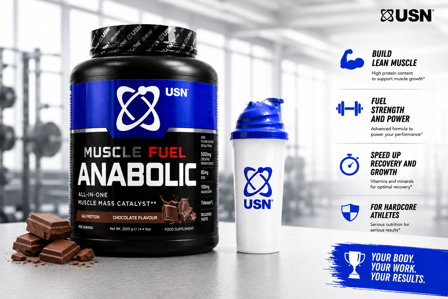 Muscle Fuel Anabolic 2000 g Usn čokoláda shaker
