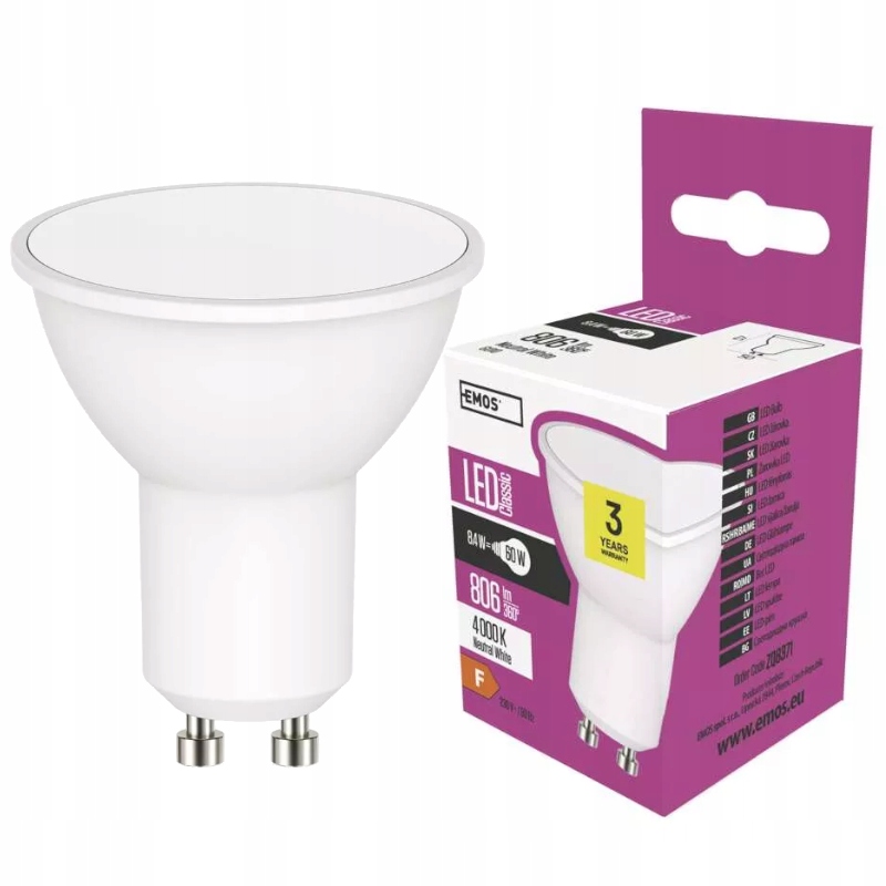 

Żarówka Led 8,4W (60W) GU10 neutralna biel 4000K