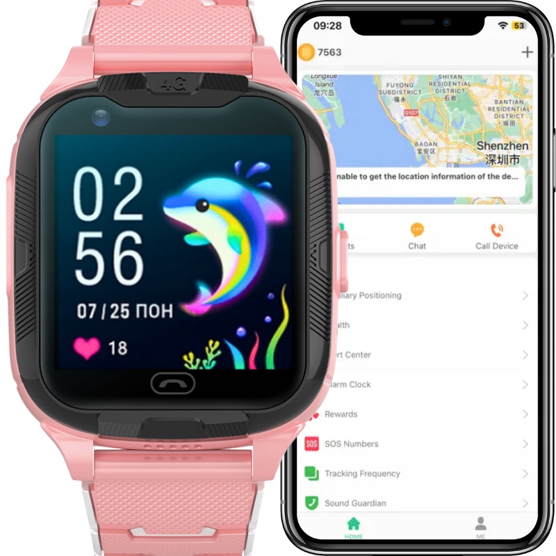 Zegarek smartwatch różowy lokalizator Gps wifi 4G