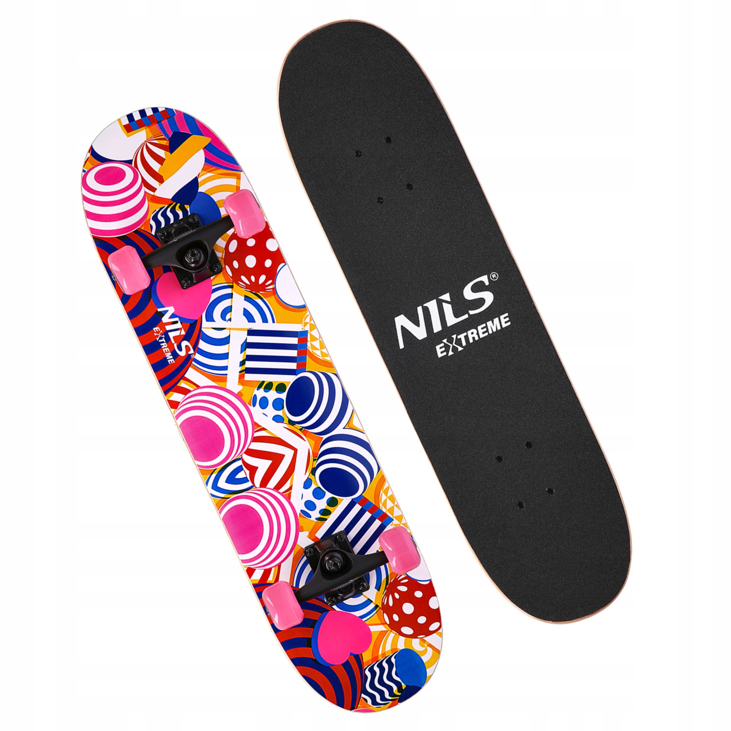 Deskorolka mocna sklejka skatepark kółka Pu ABEC7 100kg Nils Extreme