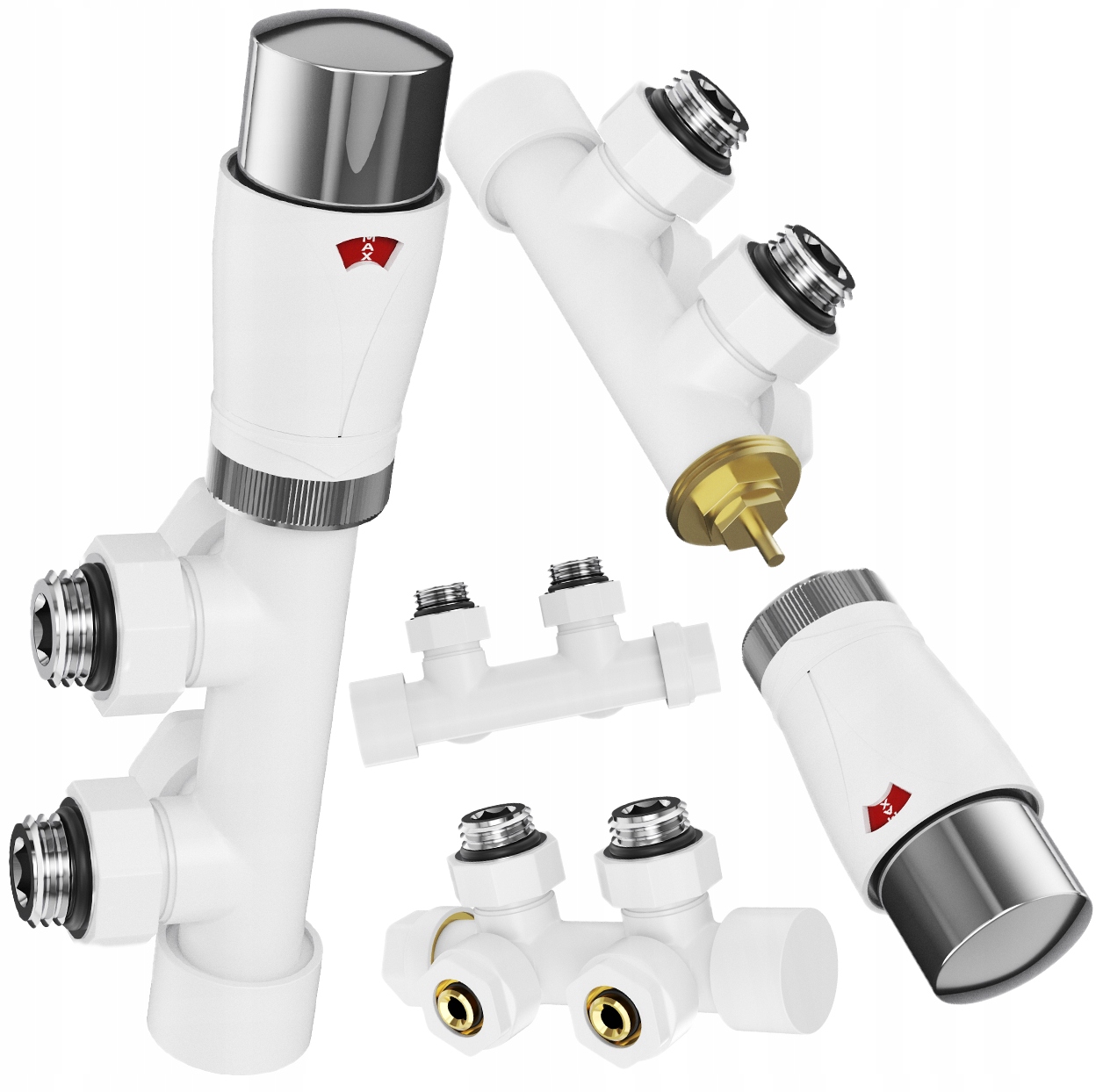 Termostatický ventil do radiátora Pex mosadzný komplet hlavica 1/2 biely