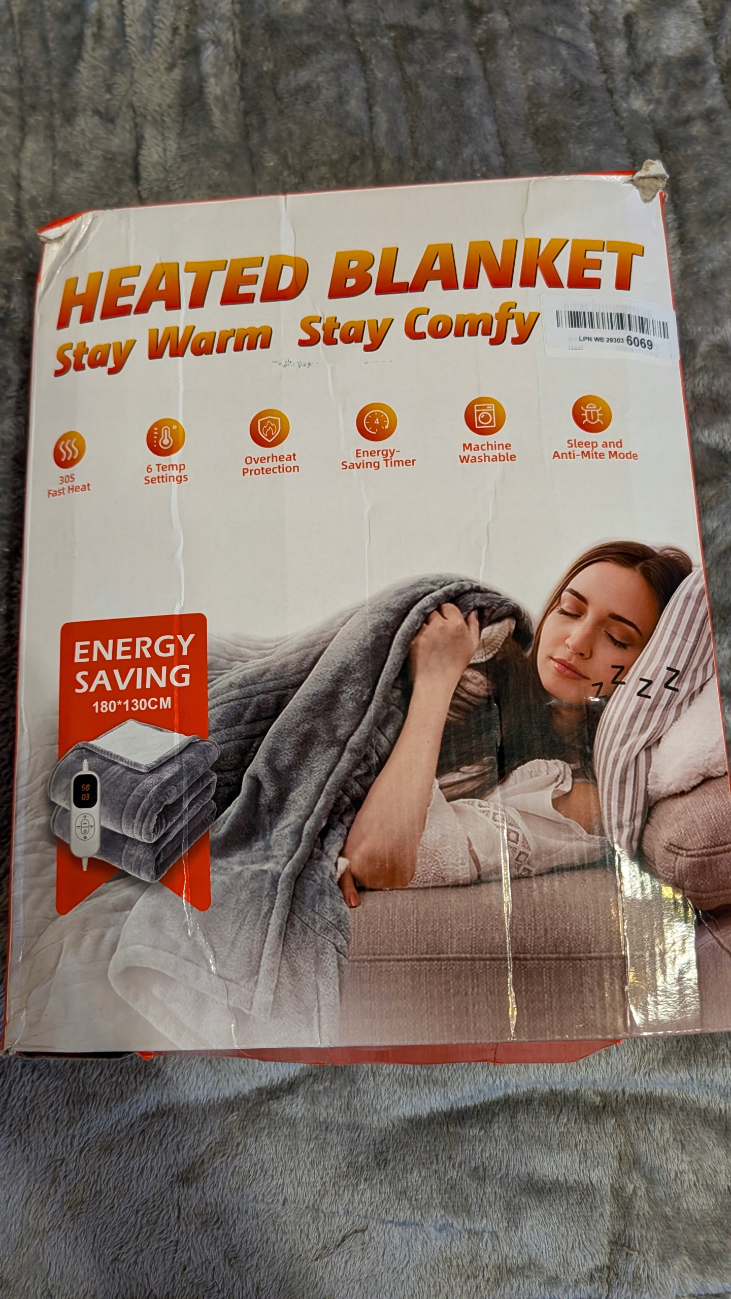 Koc Elektryczny Duży Miękki 180x130cm Mata Grzewcza 220W Pilot Timer