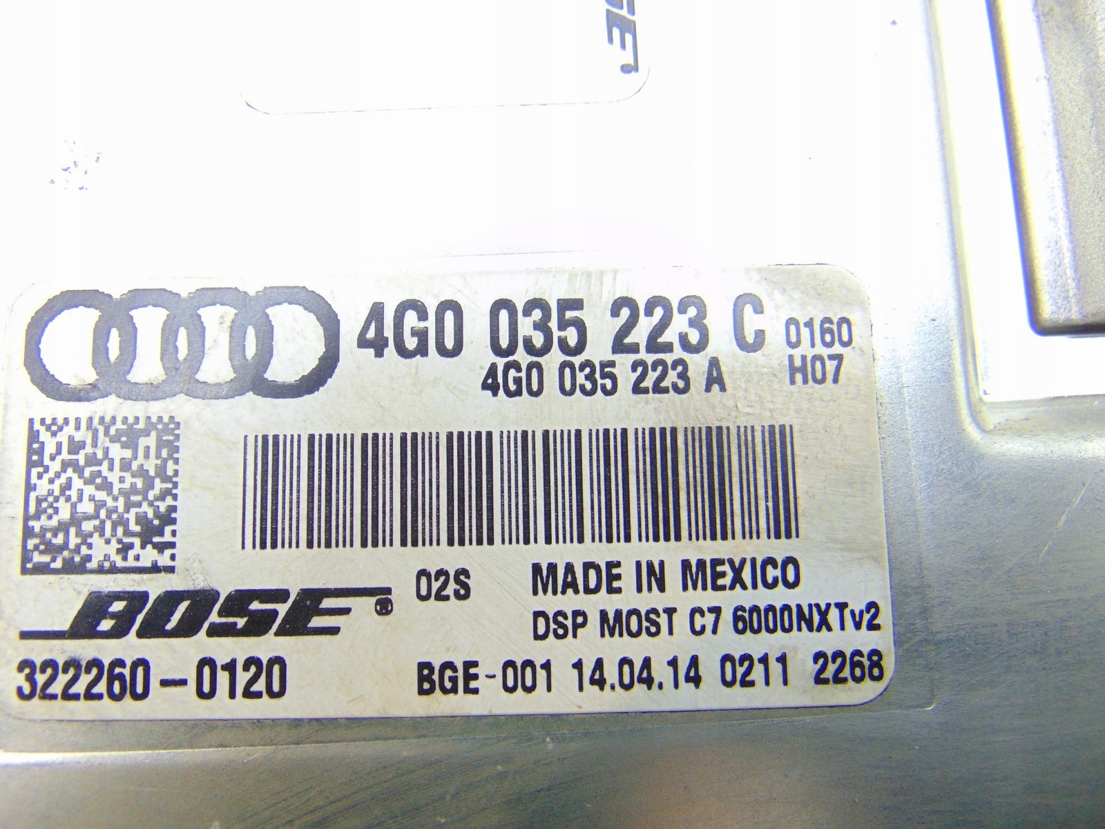 amplifier AUDIO BOSE AUDI A8 D4 4H 10- 4G0035223C