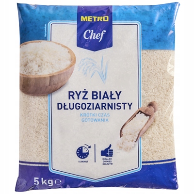Metro Chef Bílá rýže 5 kg Univerzální dlouhozrnná rýže velké balení