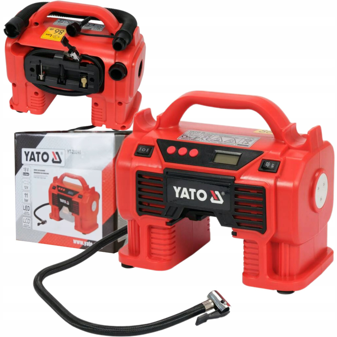 Yato Kompresor Sprężarka Samochodowa Akumulatorowa 18V +12V YT-23248 11 Bar