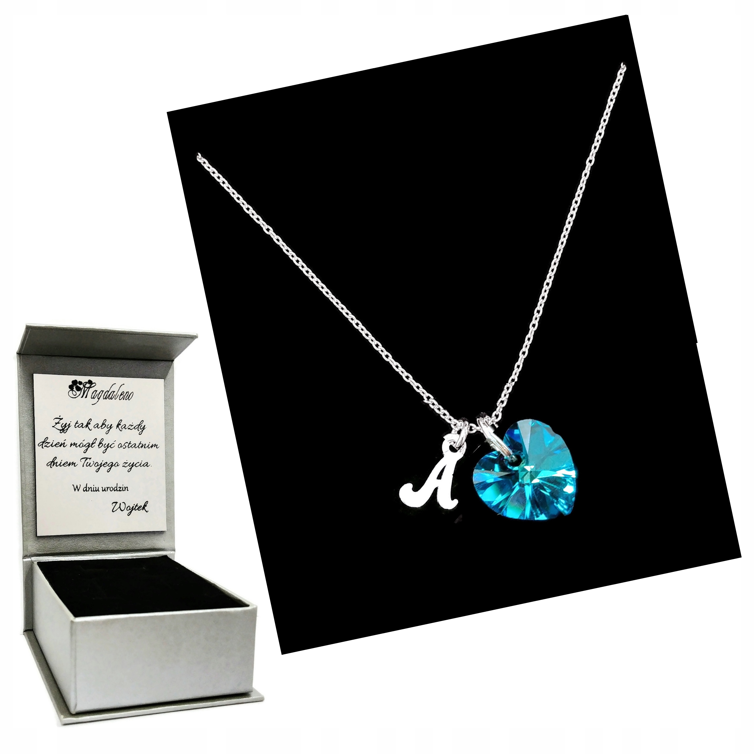 

Naszyjnik Litera A Serce Oceanu Swarovski Grawer