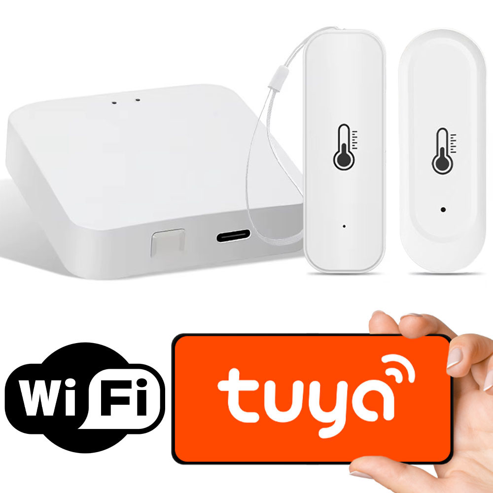 Zestaw Stacja Pogodowa Czujniki Temperatury i Wilgotności RF433 WiFi Tuya
