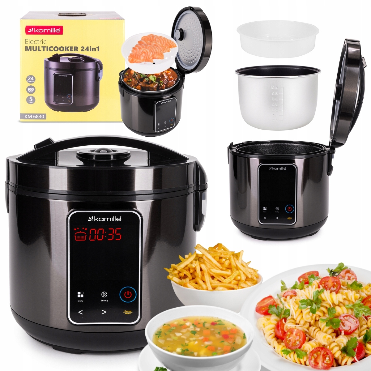 Multicooker Elektryczny garnek Szybkowar parowar 24 programy Kamille