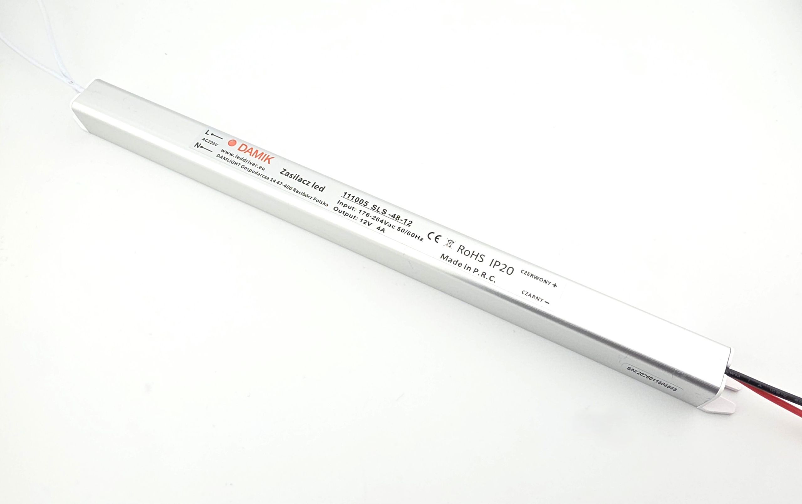 Zasilacz do taśm LED DAMIK SLS 48-12 Slim 12V 48W (4 A), 100-240V