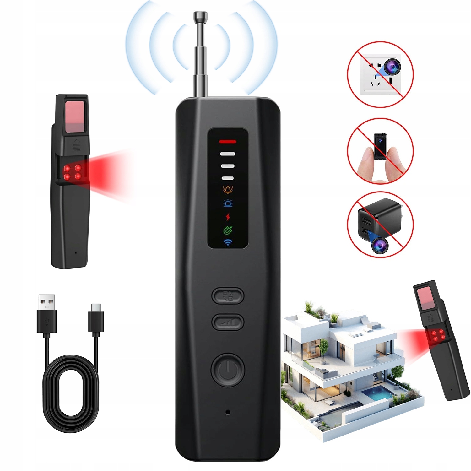 Detektor Gps Lokalizátorů Detektor Odposlechů Nabíjení Přes Usb-c