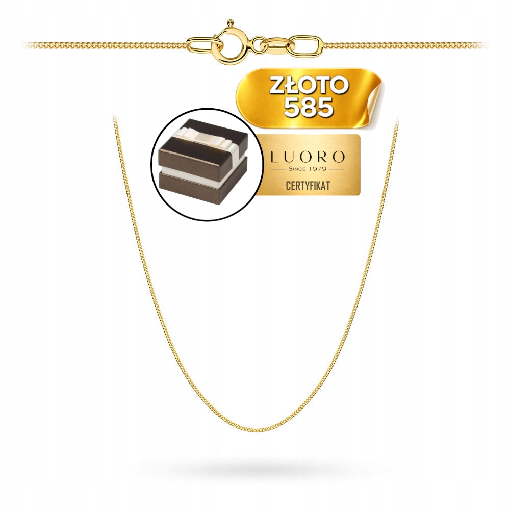 Řetízek Zlatý 585 14K Vazba Pancířová Hladká 45 CM Elegantní Klasický