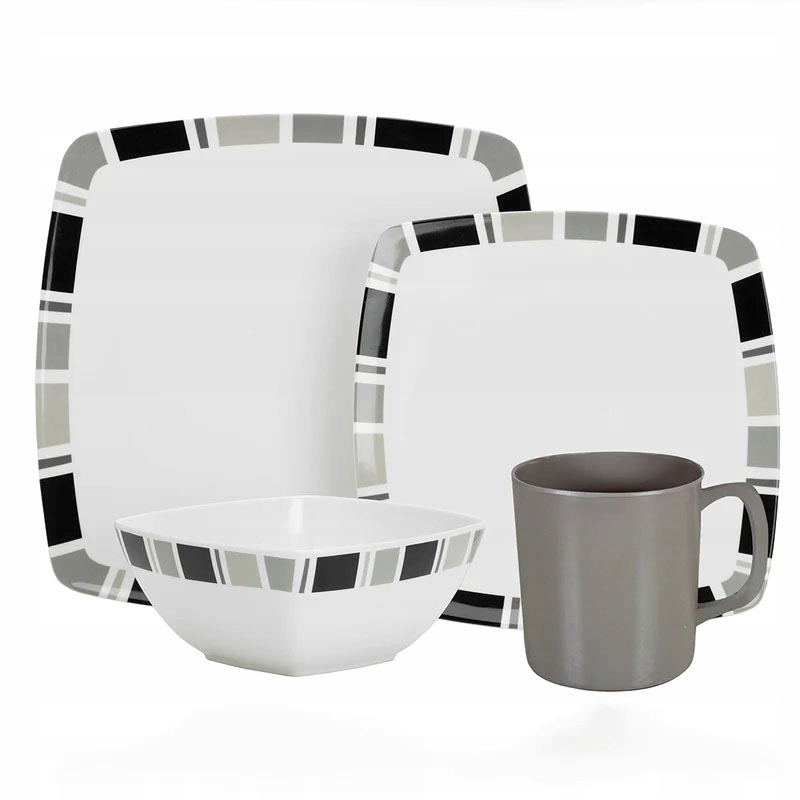 FLAMEFIELD CARRÉ zestaw naczyń z melaminy Liczba osób 4