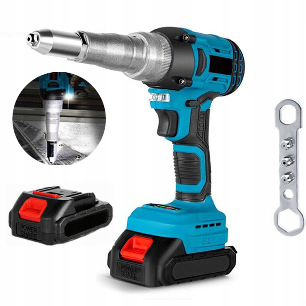 Bezkartáčová Elektrická Nýtovací Pistole Výkonná 18V 588 Nm 2 Baterie