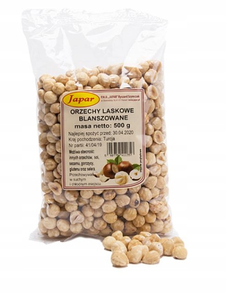 Levně Lískové ořechy blanšírované pražené 500 g