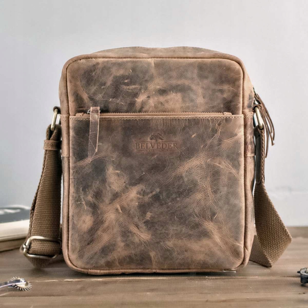 Malá pánská taška/brašna přes rameno vintage kožená hnědá Belveder CB24