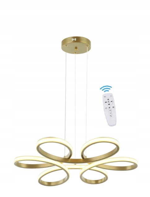 Led Stropná Lampa Stropné Svietidlo Závesná Luster 3 Farby Diaľkový Ovládač Zlatá