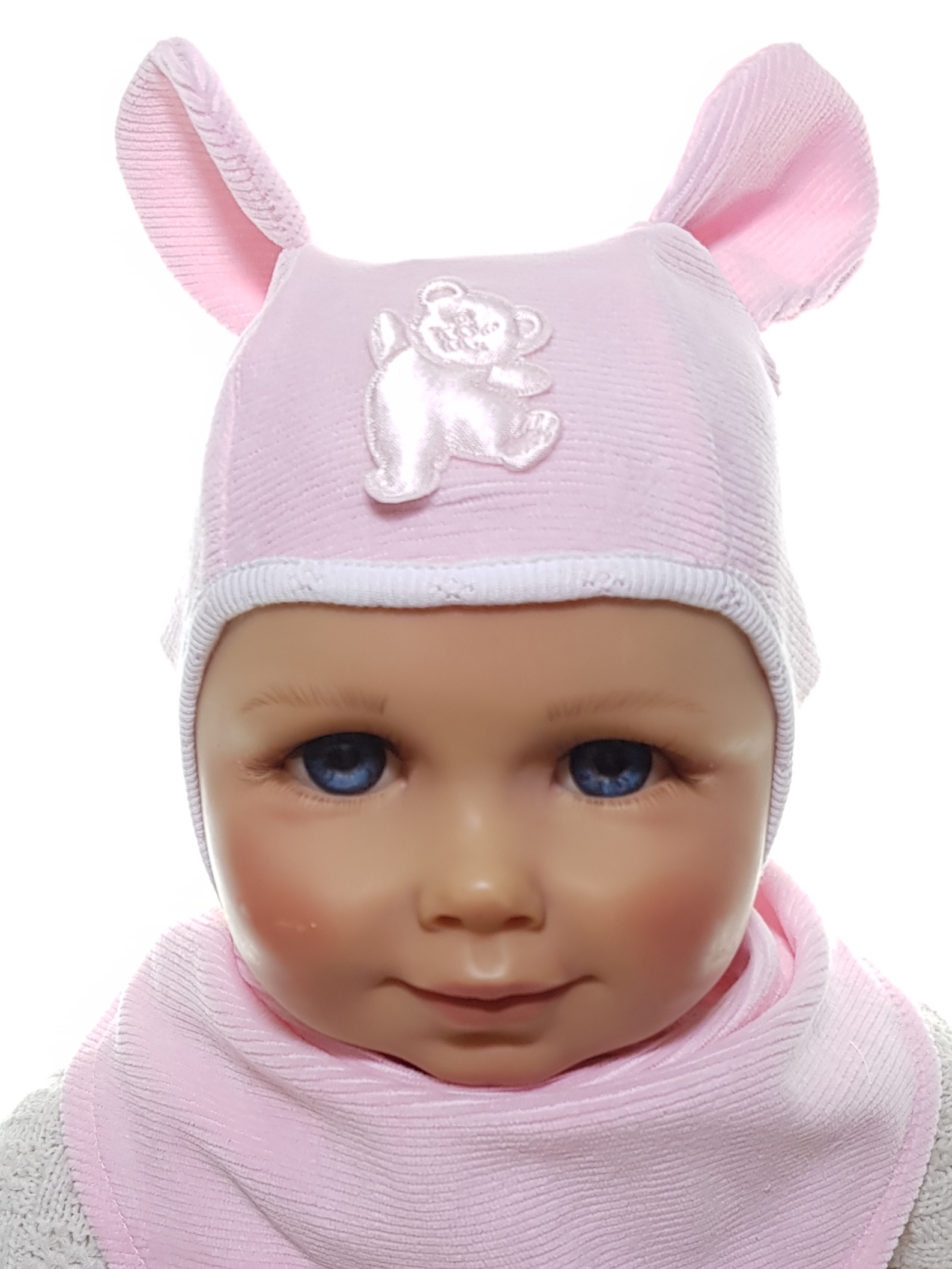 KPL WELUR DLA NOWORODKA CZAPKA MIŚ +CHUSTKA 5KOLOR Sezon wiosenny jesienny