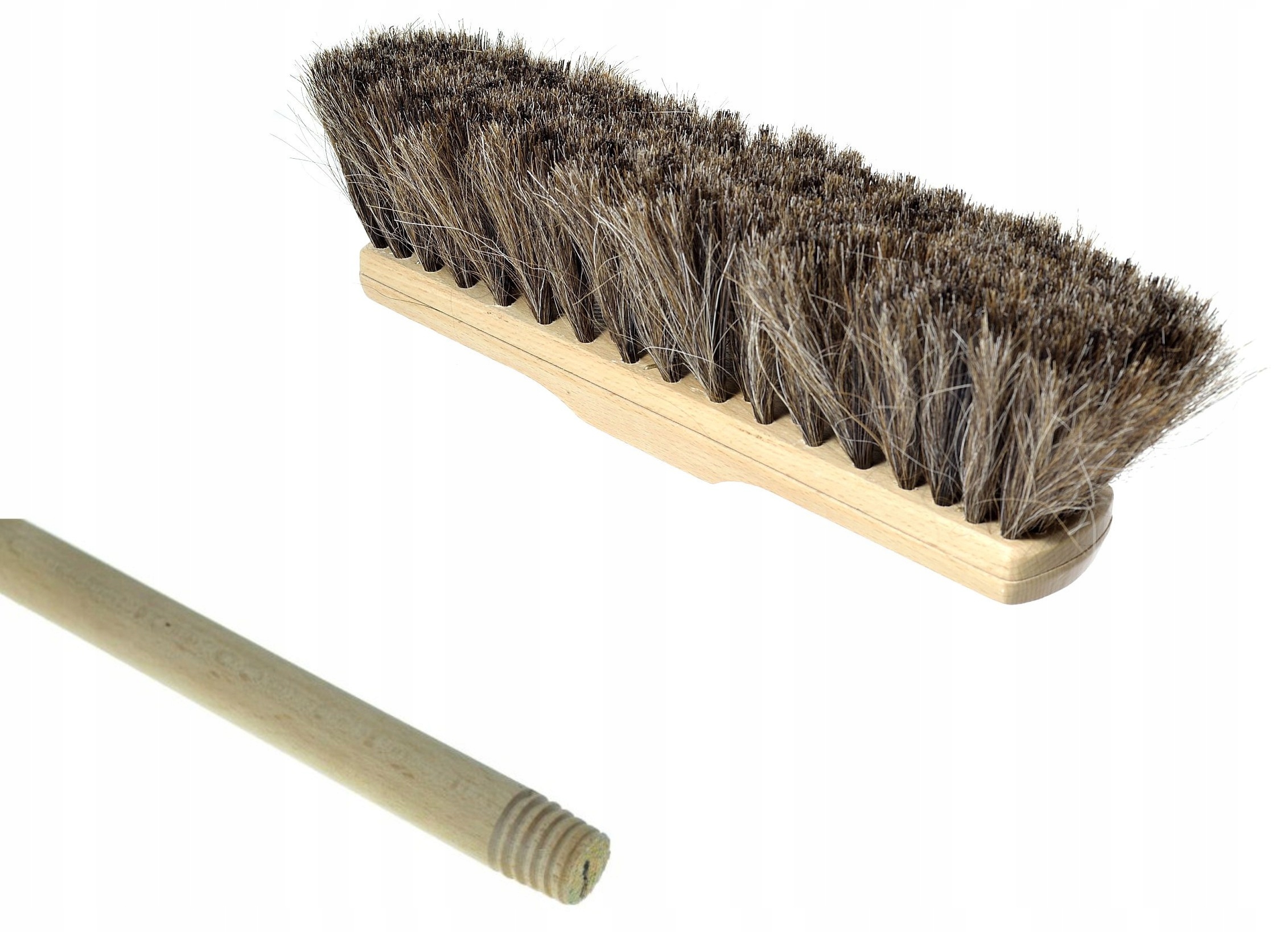 Szczotka do zamiatania z naturalnego włosia Końskiego 50 cm miotła z kijem