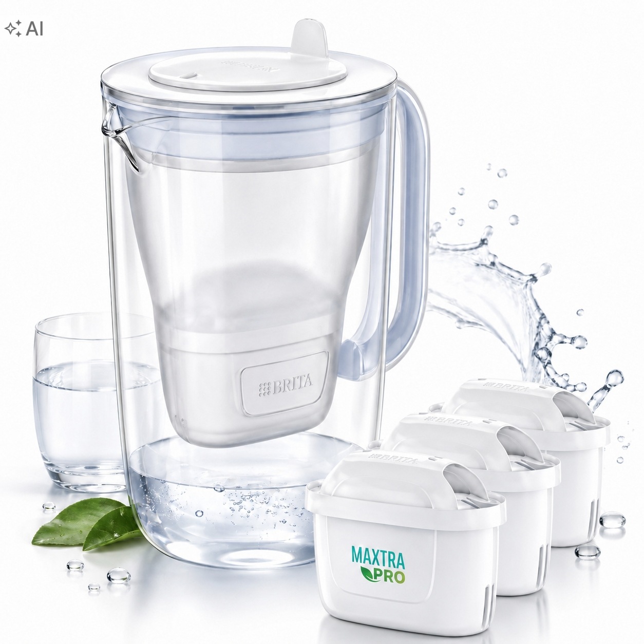 Džbán Brita Filtrujúci vodu Sklenené sklo 2,5 l 3x Filter Maxtra Pro Biely