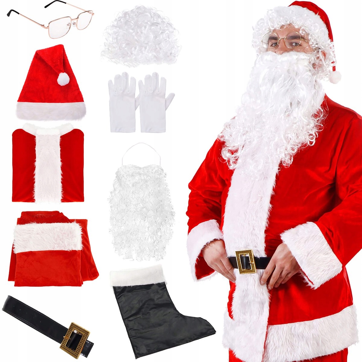 

Welurowy Strój Św. Mikołaja Delux 9 Elem Kostium