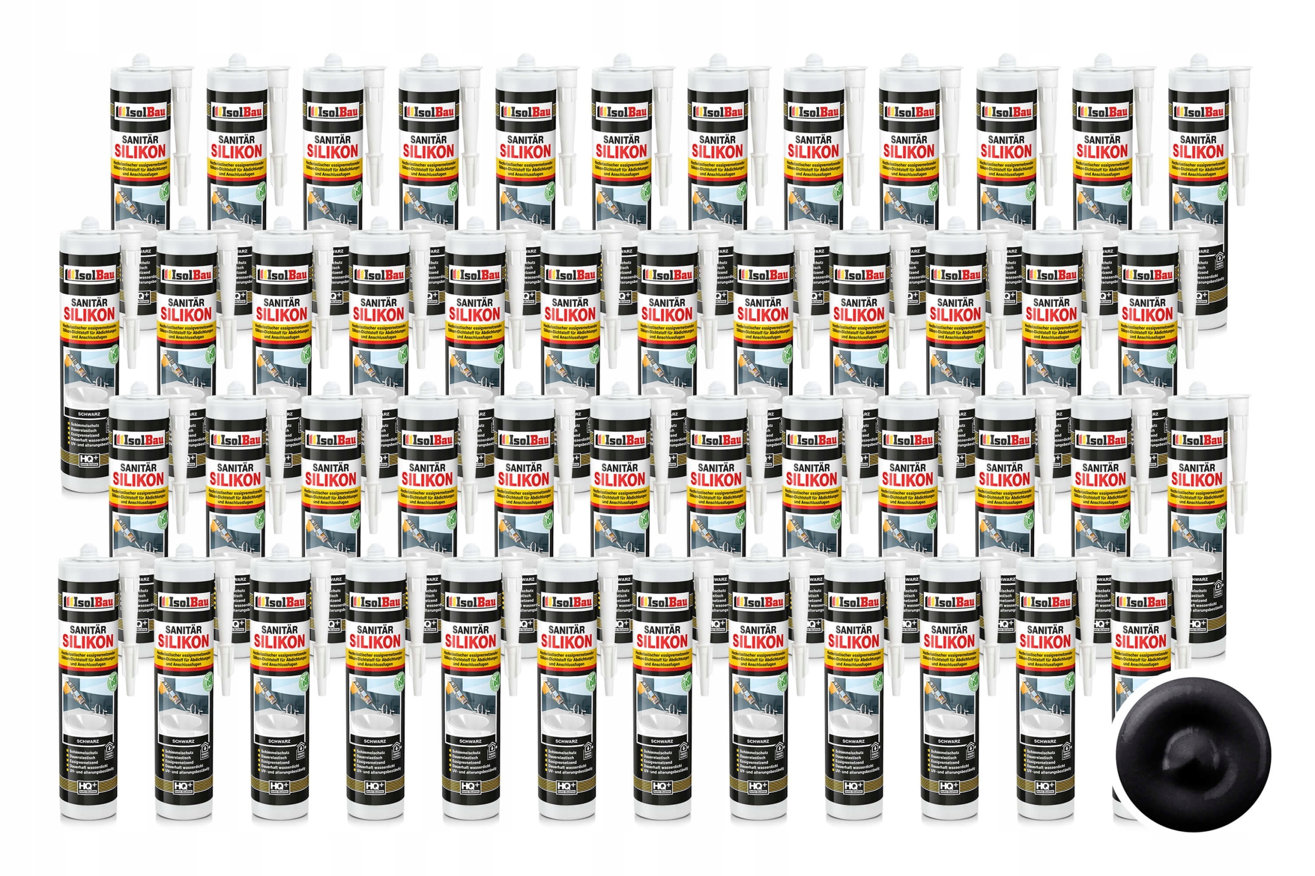 Silikon sanitární černý IsolBau 48 x 300 ml Odolný vůči protiplísňový plísním
