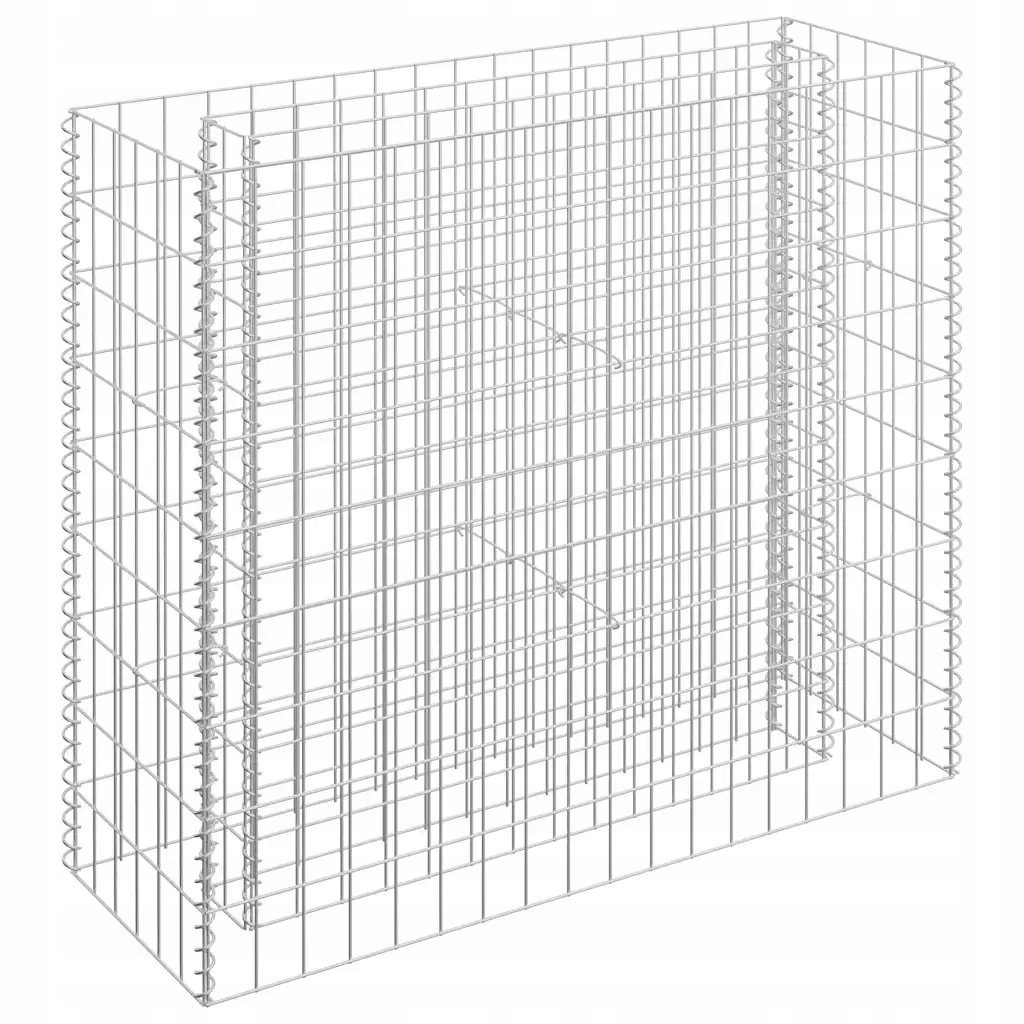 Vyvýšený gabionový květináč 90x30x90 cm stříbrný
