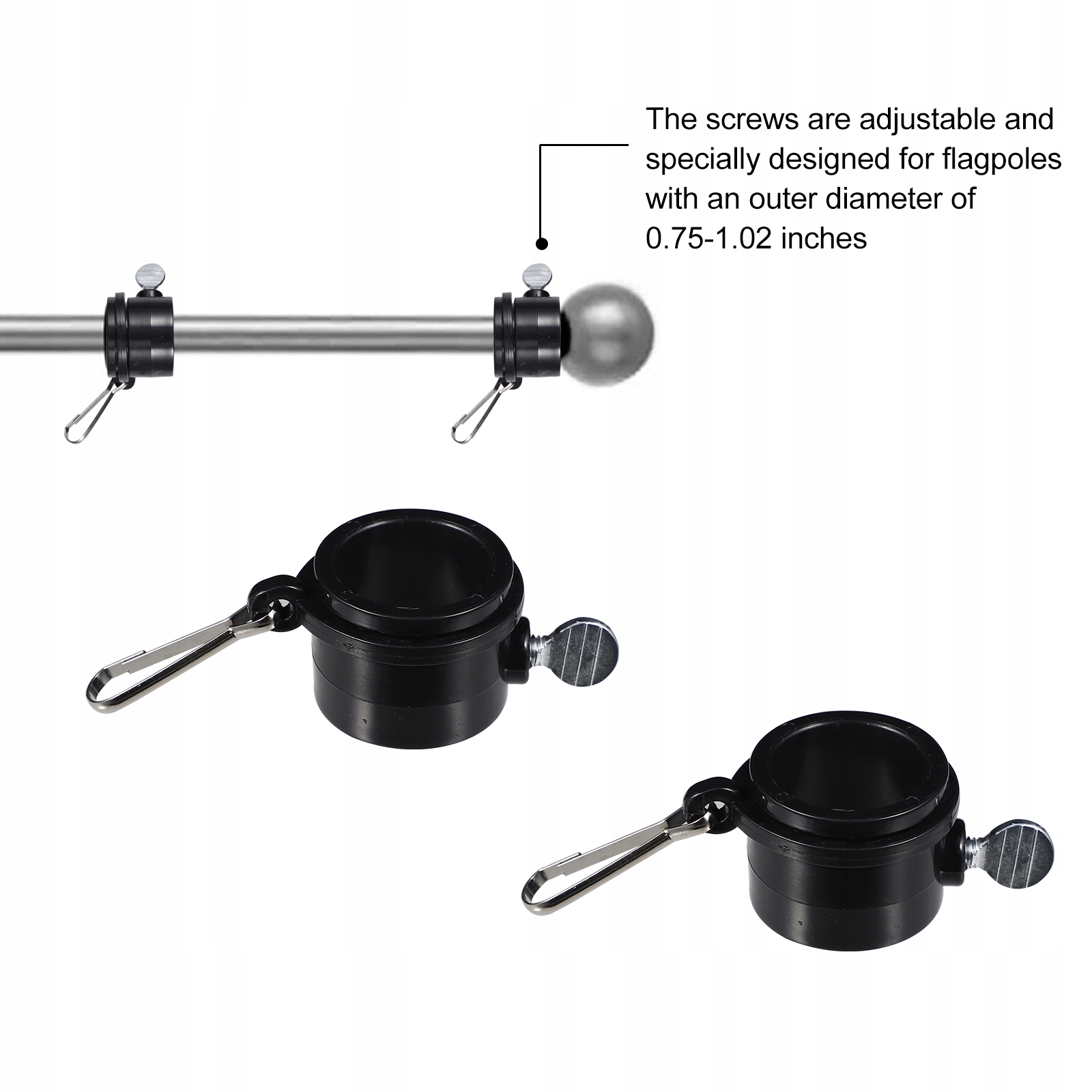2 SZTUK 1 CALOWE ŁĄCZNIKI DO FLAGI PIERŚCIENIE Z masztem flagowym Długość (cm) 12
