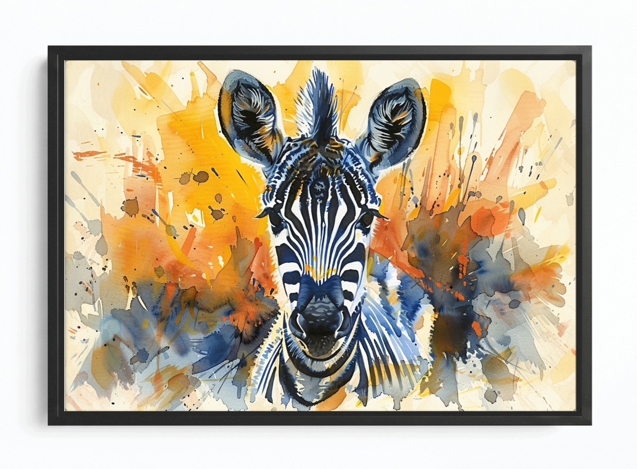 Obraz Rám American Box Grafika Fauna Zebra Portrét Zvíře Barvy 120x80