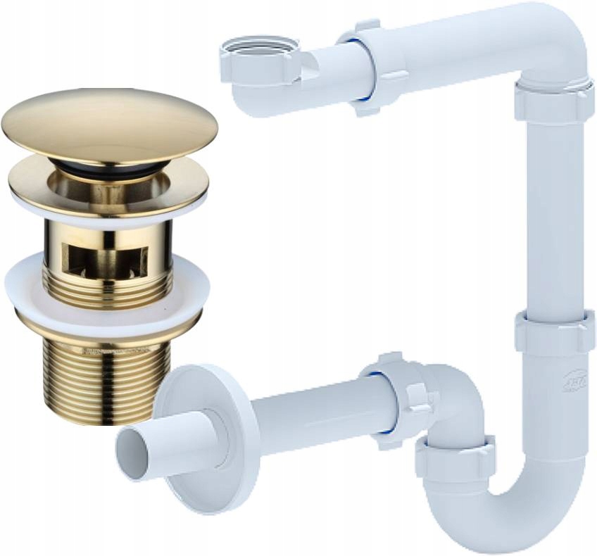 Sifon šetřící místo zátka Klik Klak Umyvadlo 1 1/4 dřezu Zlatý