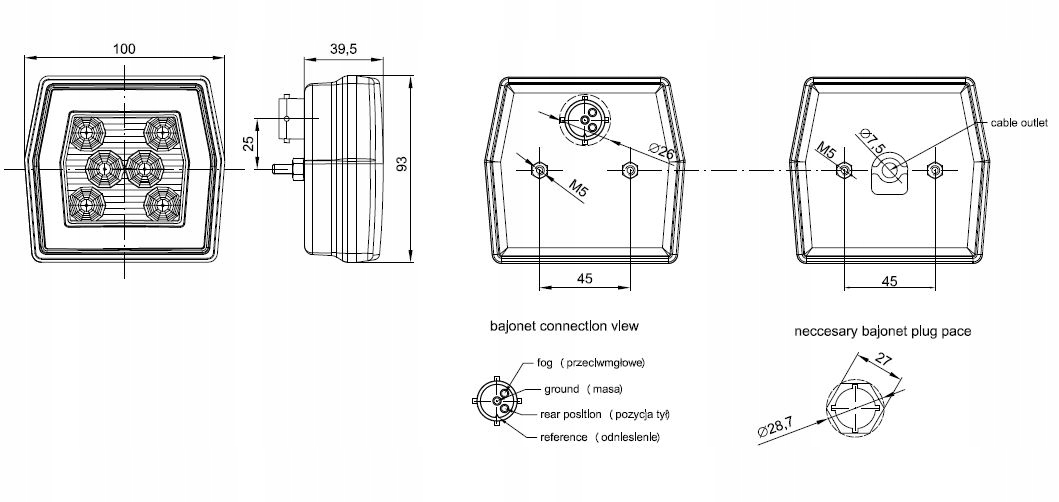 Lampa LED przeciwmgielna 2 funkcje (FT123) Typ samochodu Samochody dostawcze Samochody ciężarowe Autobusy