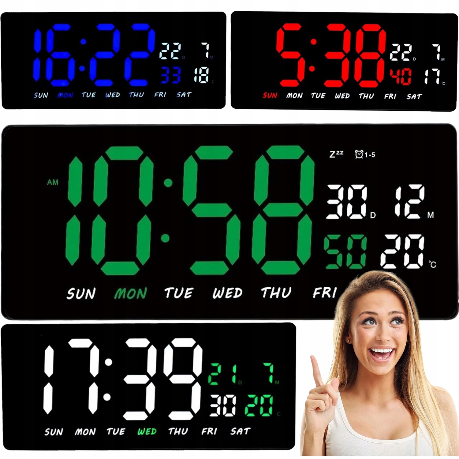 Digitální Led Hodinky Budík Teplota Velký Nástěnný Elektronický LCD Alarm