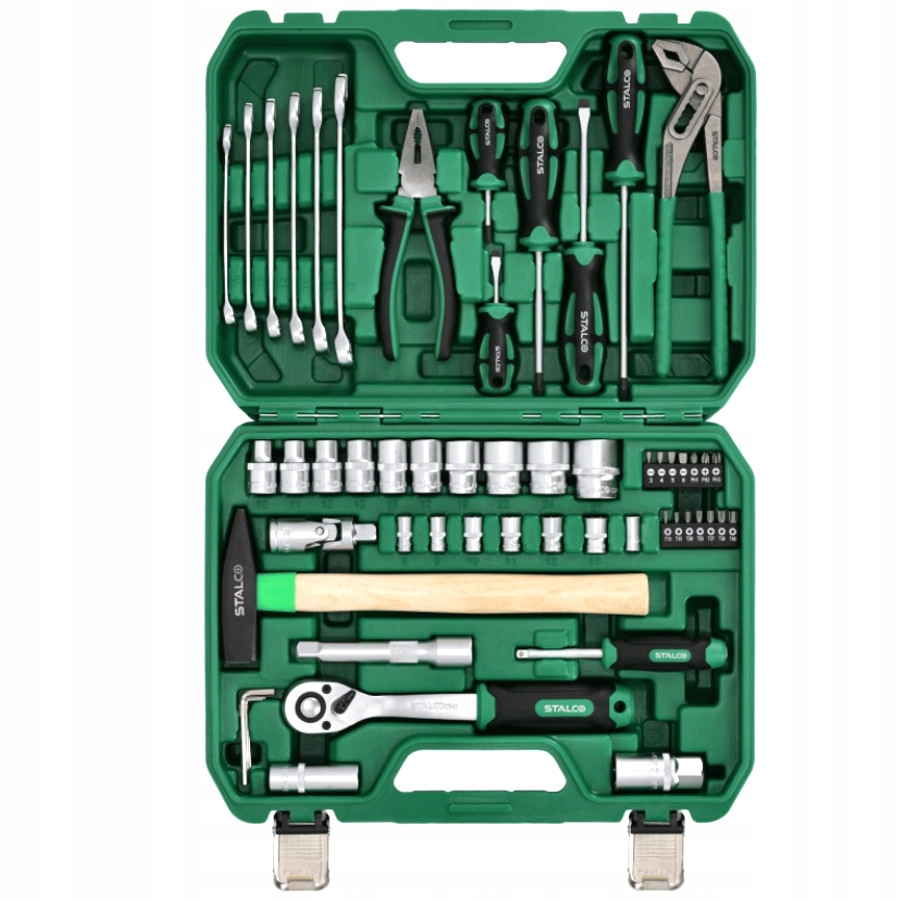 KLUCZE NASADOWE PŁASKO OCZKOWE MŁOTEK WKRĘTAKI ZESTAW NARZĘDI NA PREZEST 55 Kod producenta S-54011